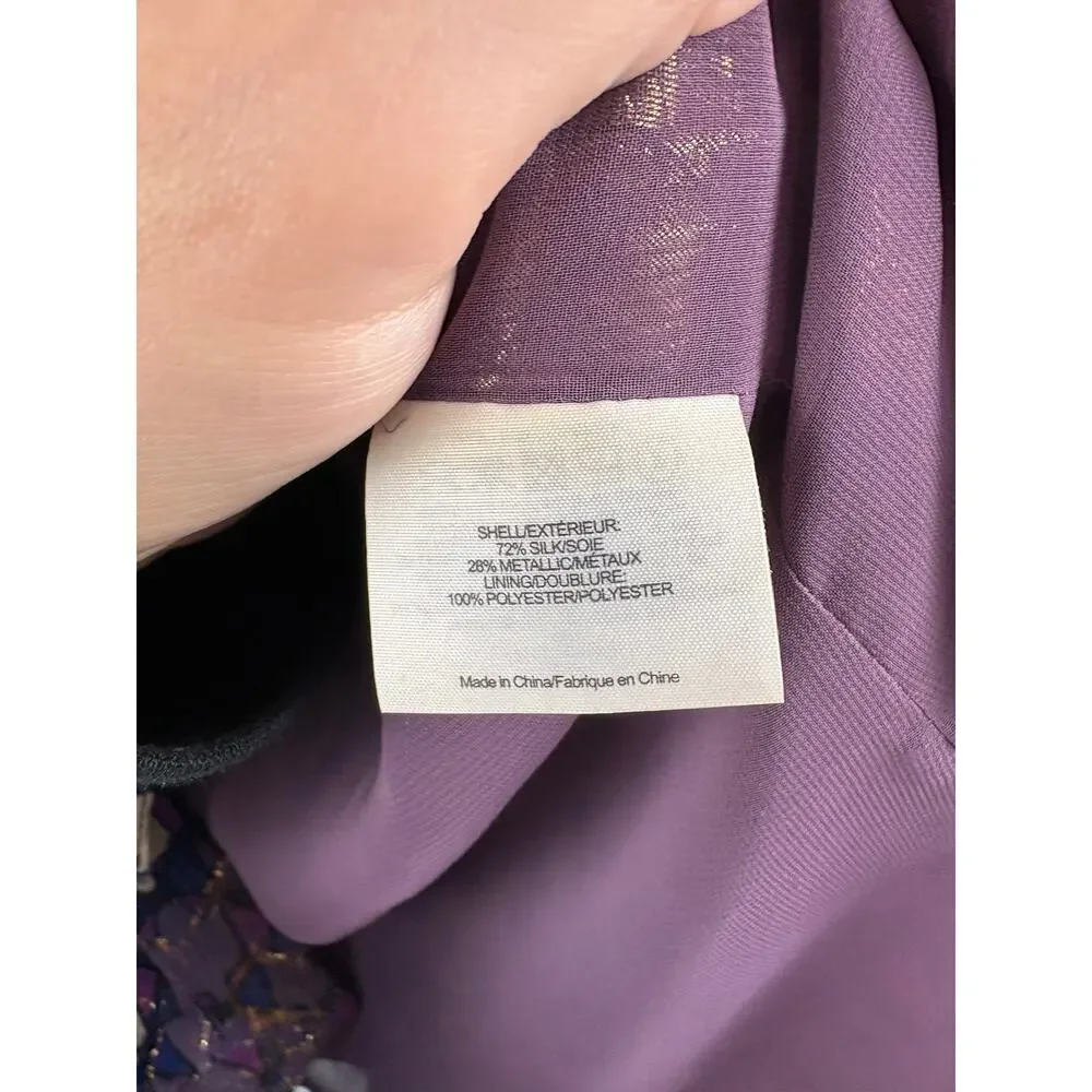 Women’s Tory Burch Size 8 Metallic Multicolor Pattern Blouse